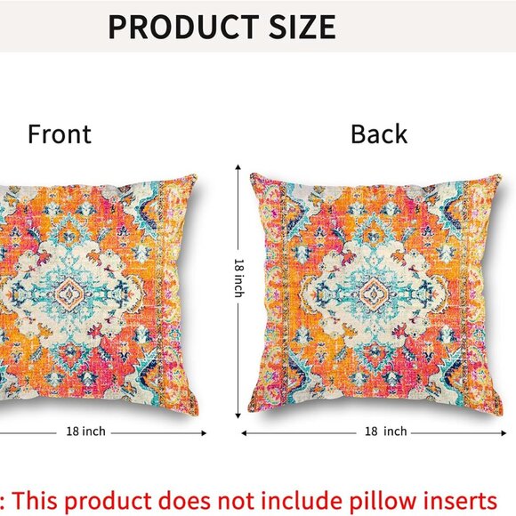 NEW 2 Set 🔅 Boho Accent Orange Throw Pillow Covers 18" Velvet Soft Bed Cushion - Picture 3 of 9